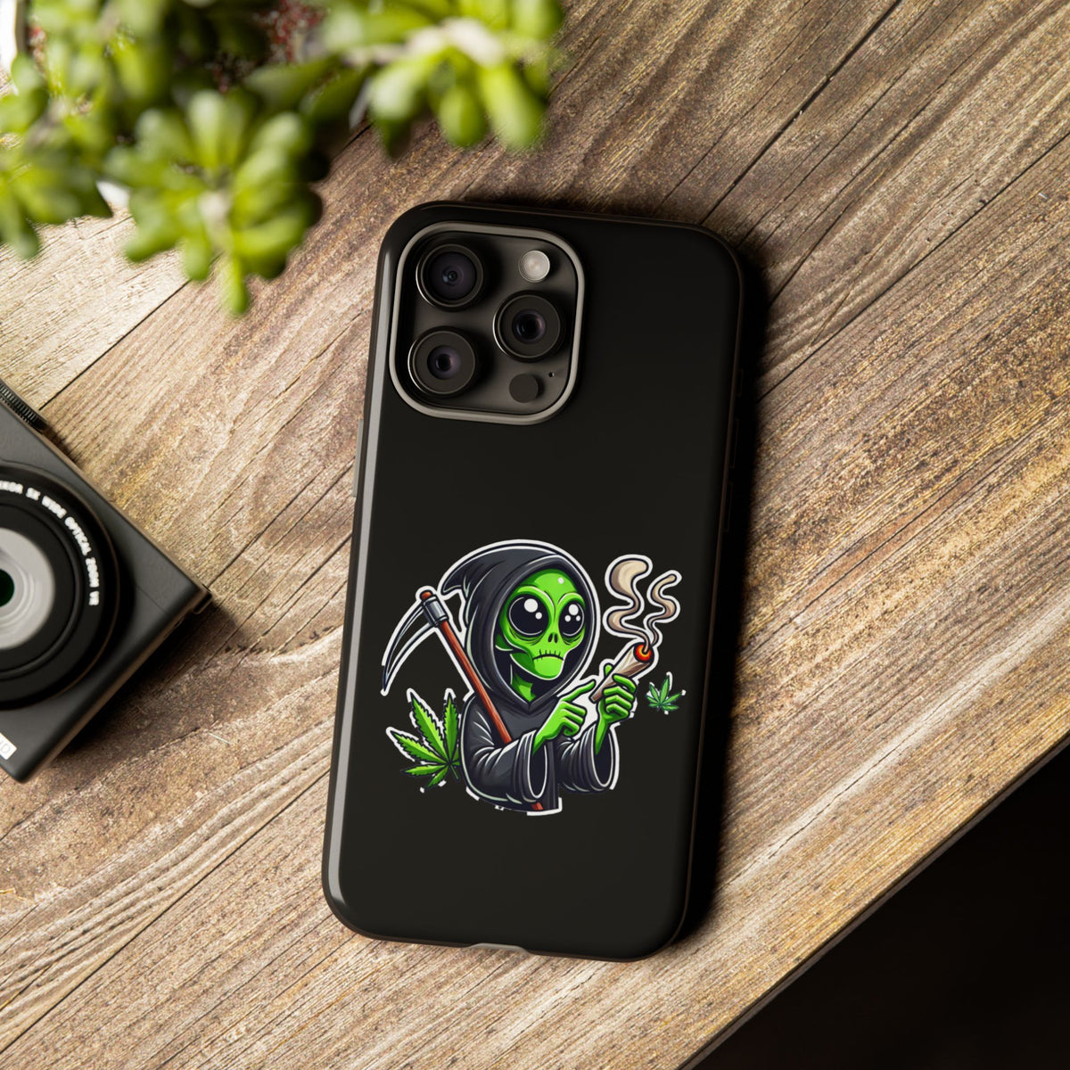 Reaper Alien Phone Case – Cute Grim Reaper Smoking Weed iPhone Case