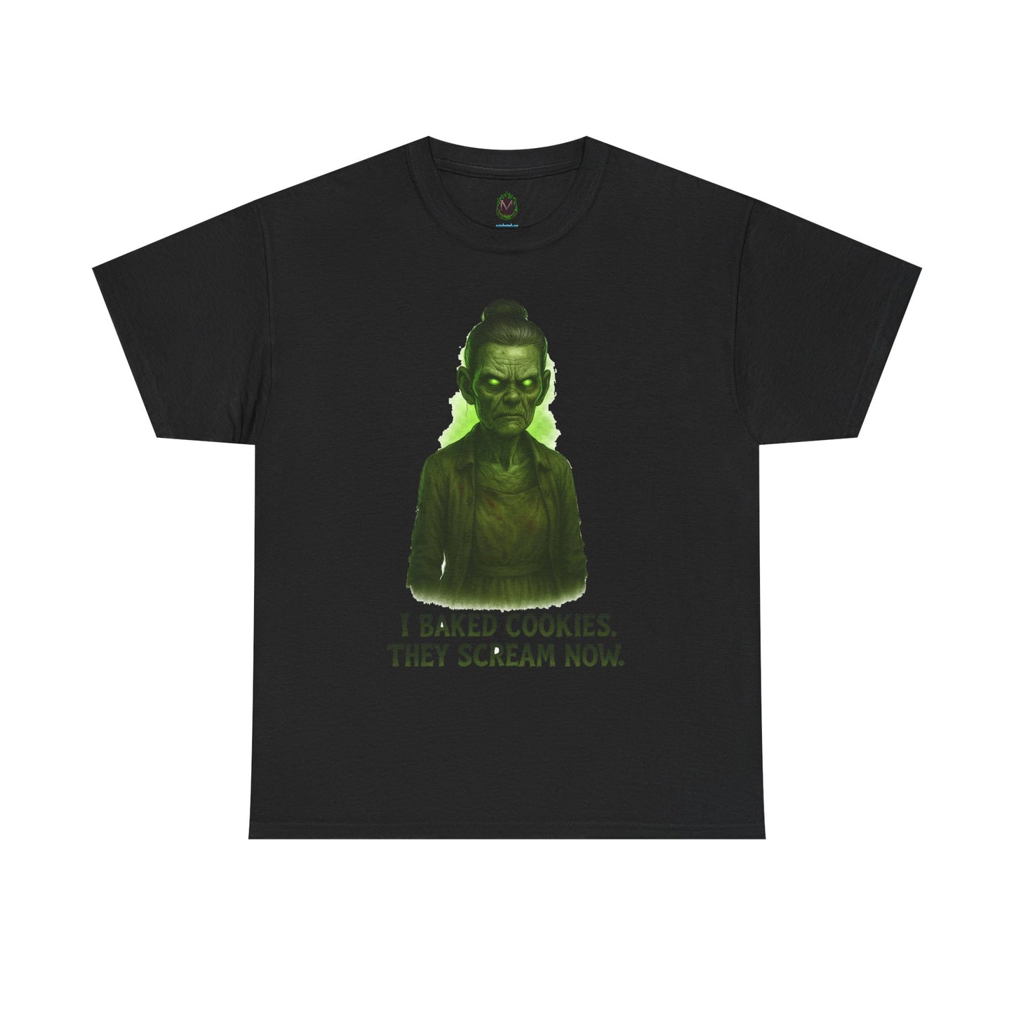 Creepy Green Girl Illustration T-Shirt | I Baked Cookies They Scream Now