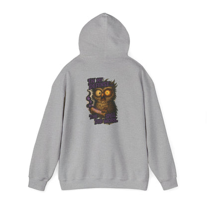 Owl With Scroll Hoodie — Vintage Spooky Owl Back Print Hooded Sweatshirt