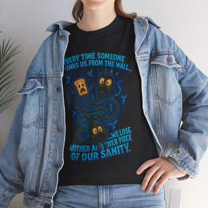 Lost Pieces of Sanity T-Shirt | Surreal Monster Wall Illustration