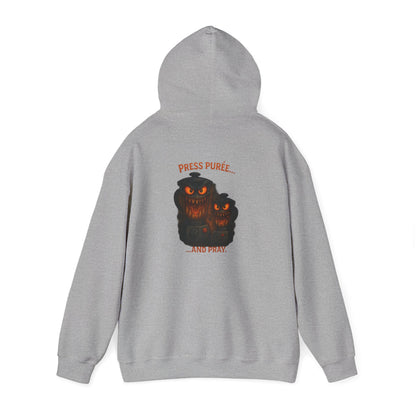 Halloween Hoodie — ‘Press Sneeze and Pray’ Graphic Hooded Sweatshirt