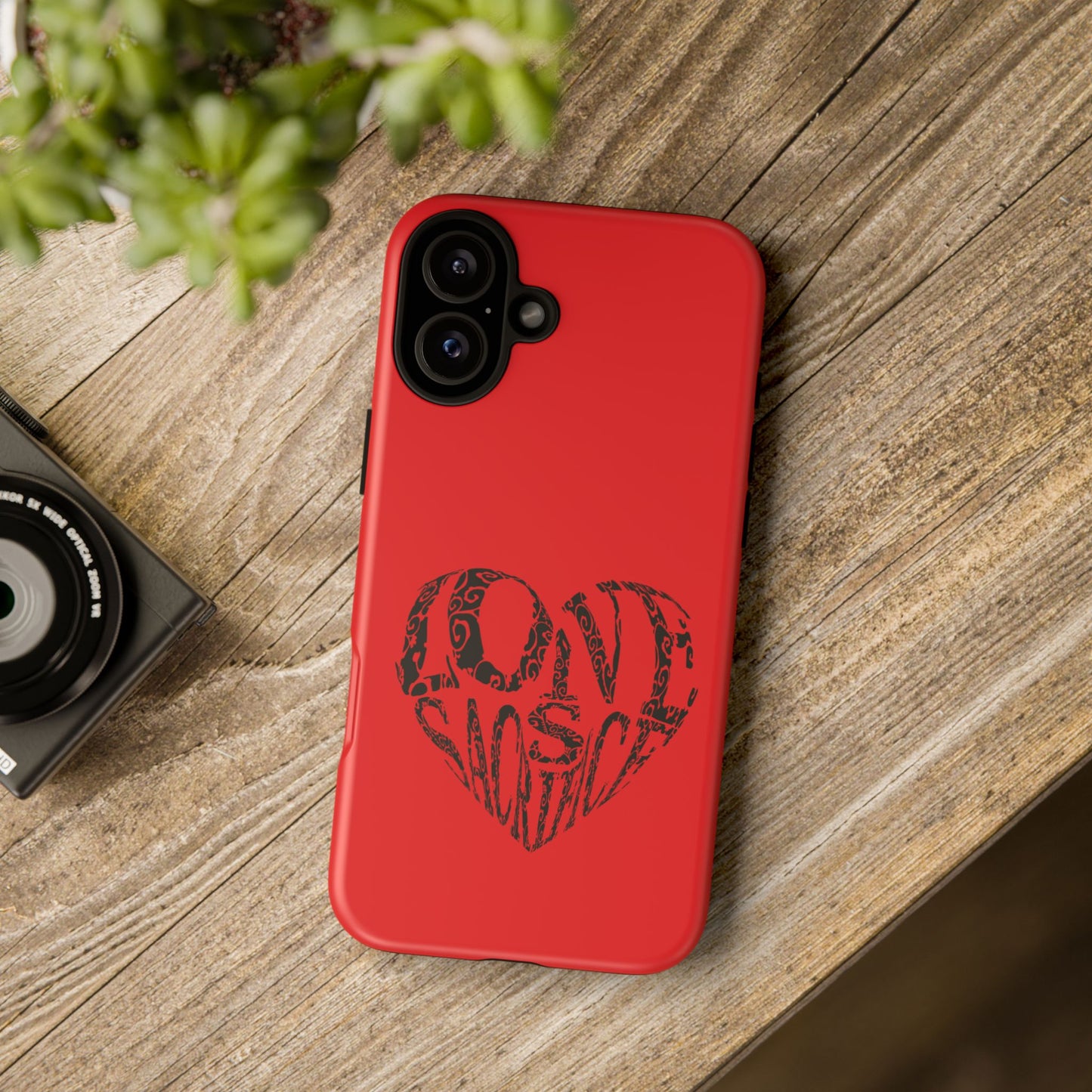Red 'Love Justice' Heart Phone Case — Protective iPhone Cover, Valentine’s Gift