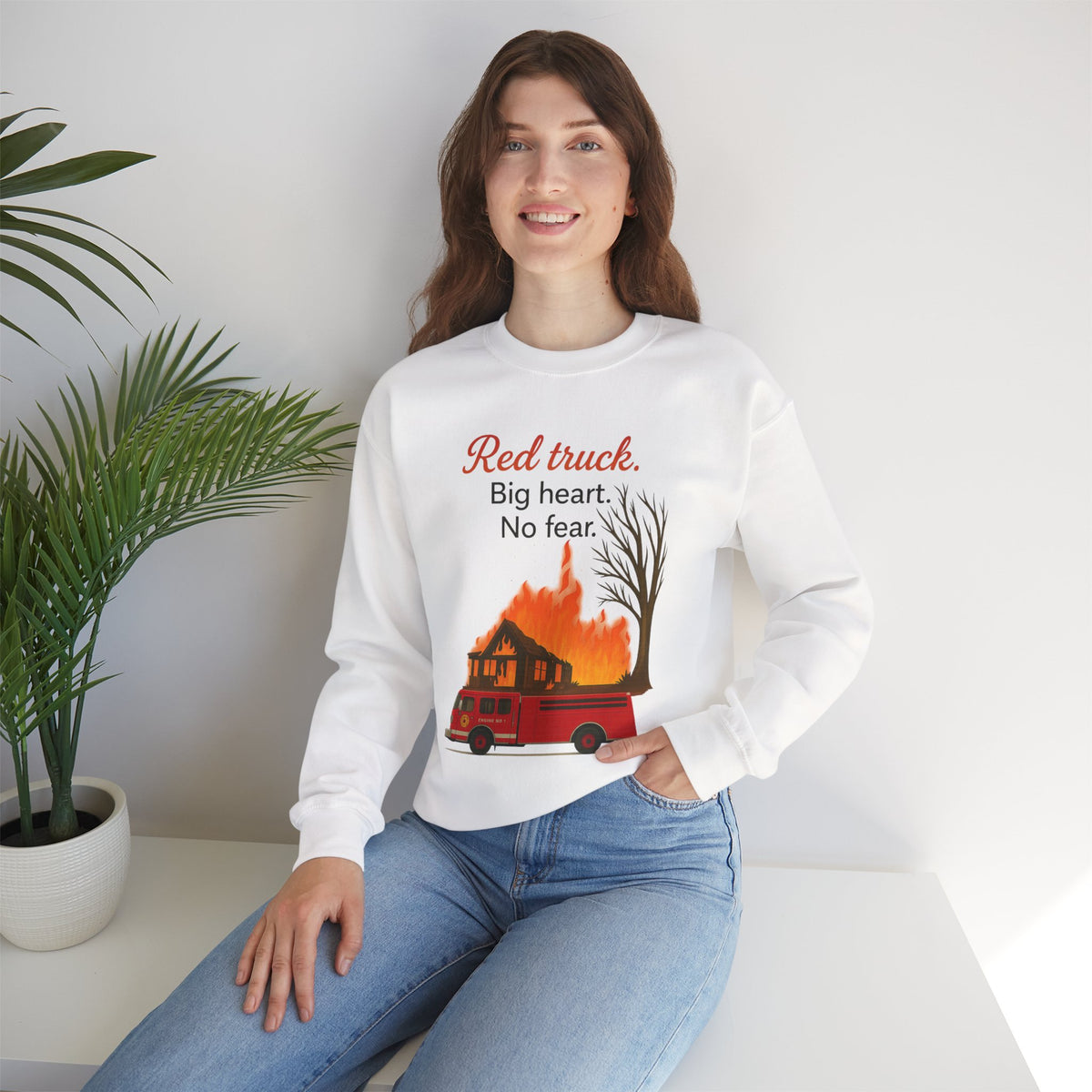 Red Truck Big Heart No Fear Crewneck Sweatshirt