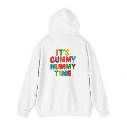 Gummy Nummy Time Hoodie — Colorful Retro Candy Phrase Pullover