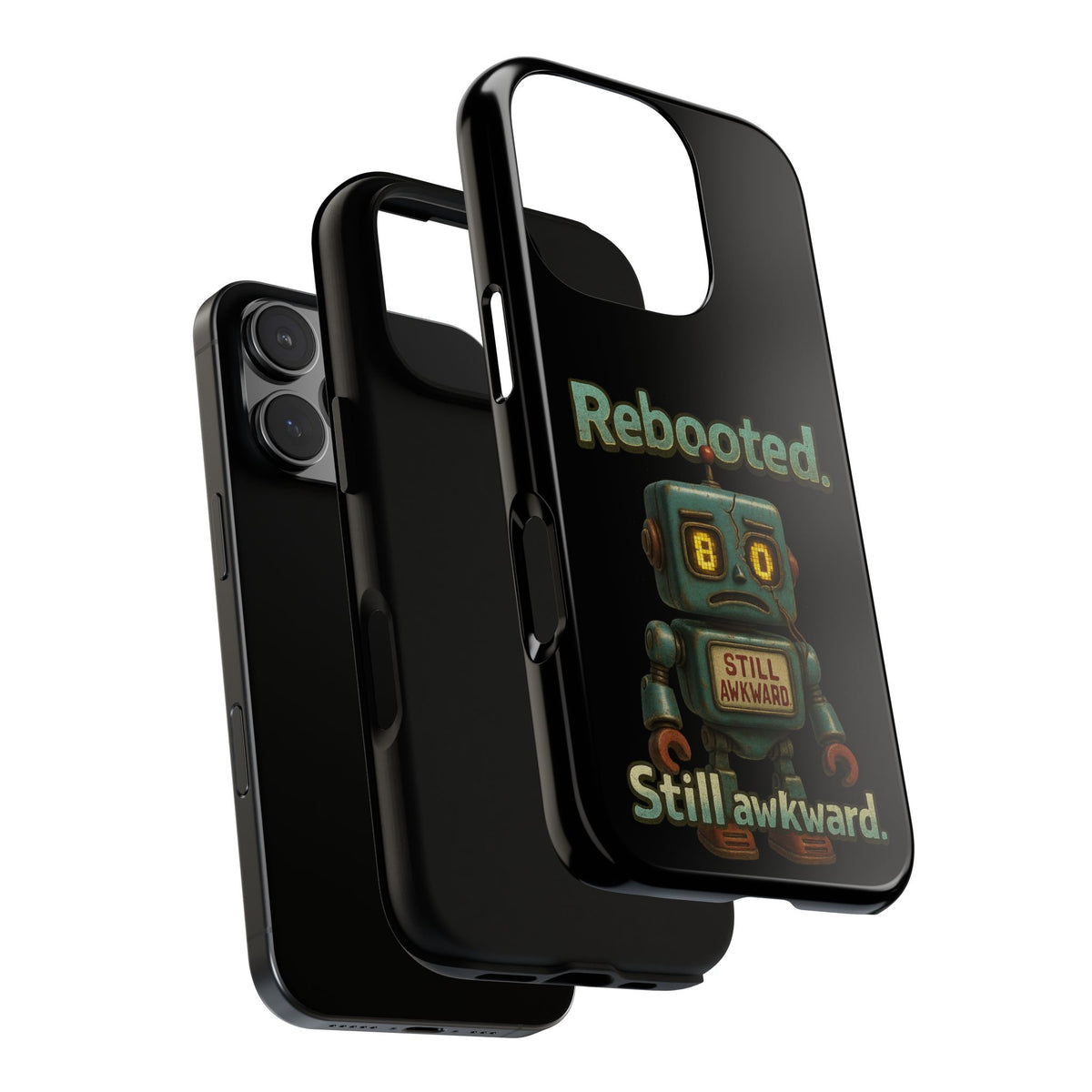 Phone Case — 'Rebooted. Still Awkward.' Retro Robot Protective Cover