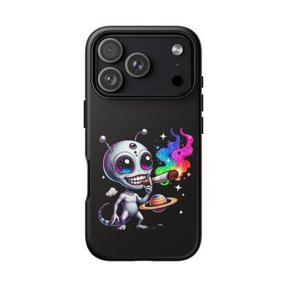 Alien Smoking Rainbow Galaxy Phone Case — Cute Cosmic Art Tough Case