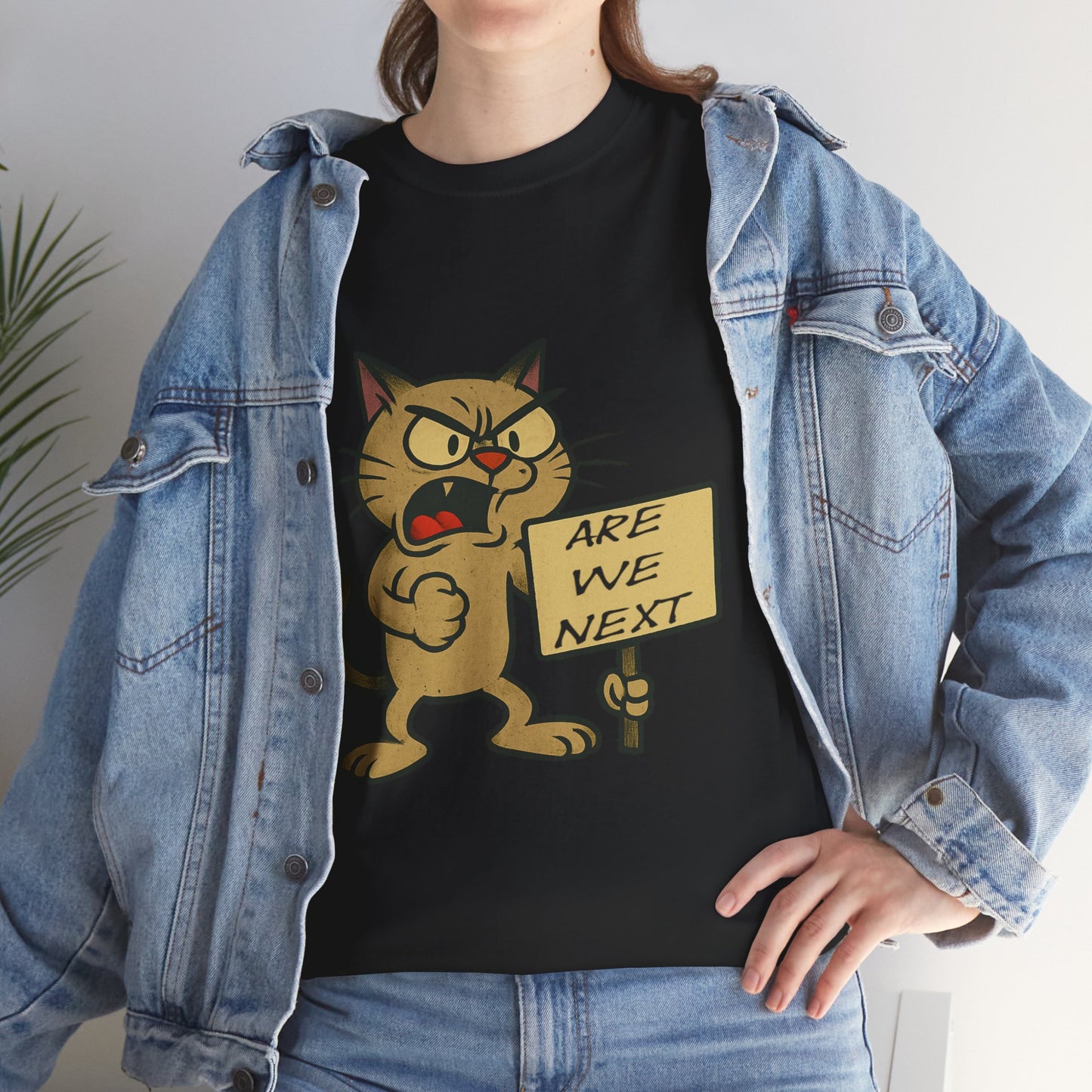 Protest Cat Unisex Heavy Cotton Tee, Funny Cat T-Shirt, Cat Lover Gift, Animal