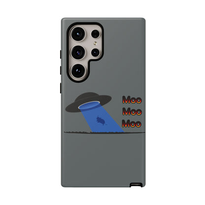 Phone Case — Funny UFO Cow Abduction Design with “Moo Moo Moo”