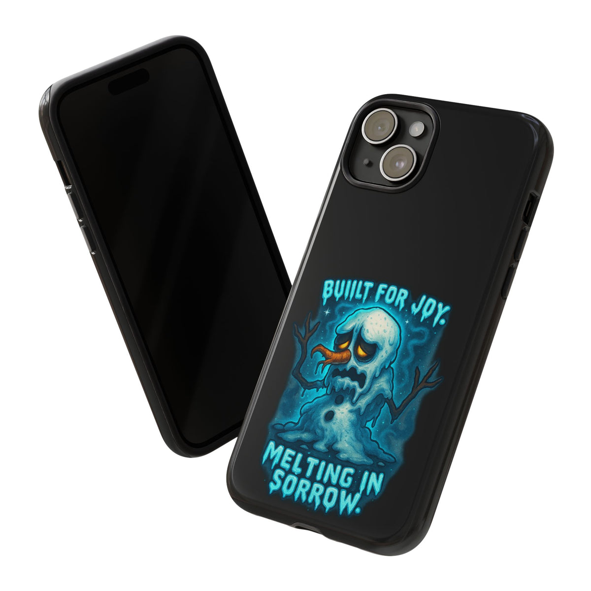 Phone Case — 'Built for Joy, Melting in Sorrow' Blue Melting Snowman Protective Case