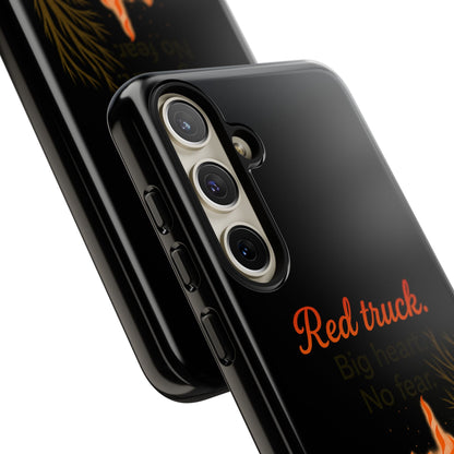 Phone Case — 'Red truck' Fire Truck Design, Vintage Firefighter Gift