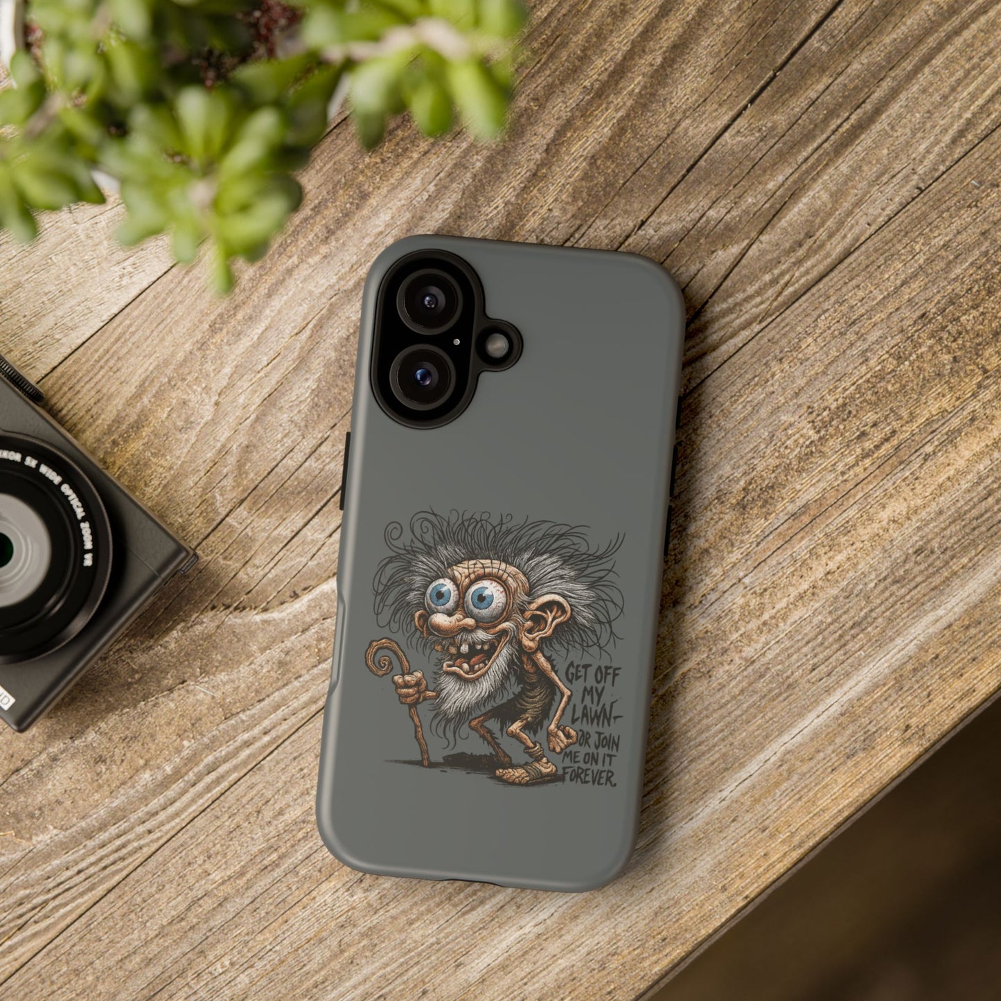 Phone Case — Funny Grumpy Troll Design: “Get Off My Lawn” Protective Cover