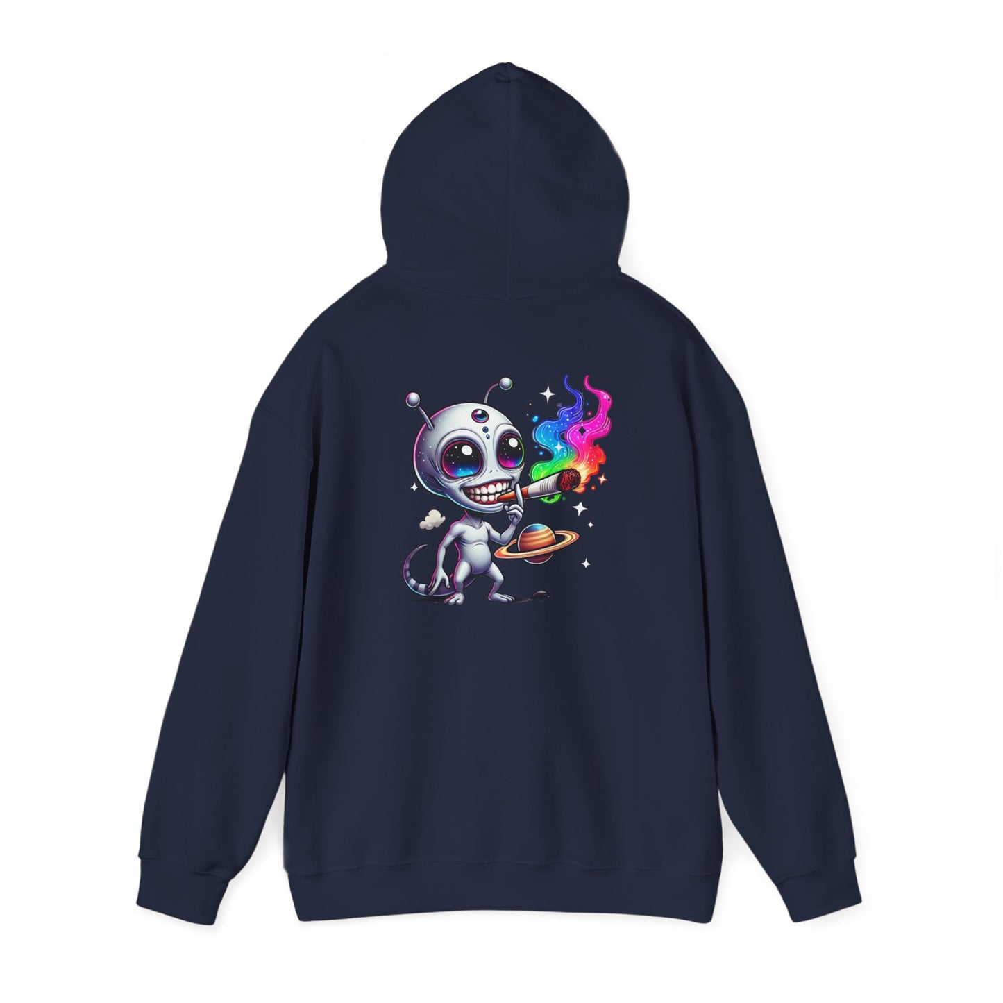 Alien Chef Hoodie — Cute Cartoon Alien Cooking with Rainbow Flame Hooded Sweatshirt