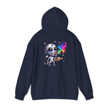 Alien Chef Hoodie — Cute Cartoon Alien Cooking with Rainbow Flame Hooded Sweatshirt