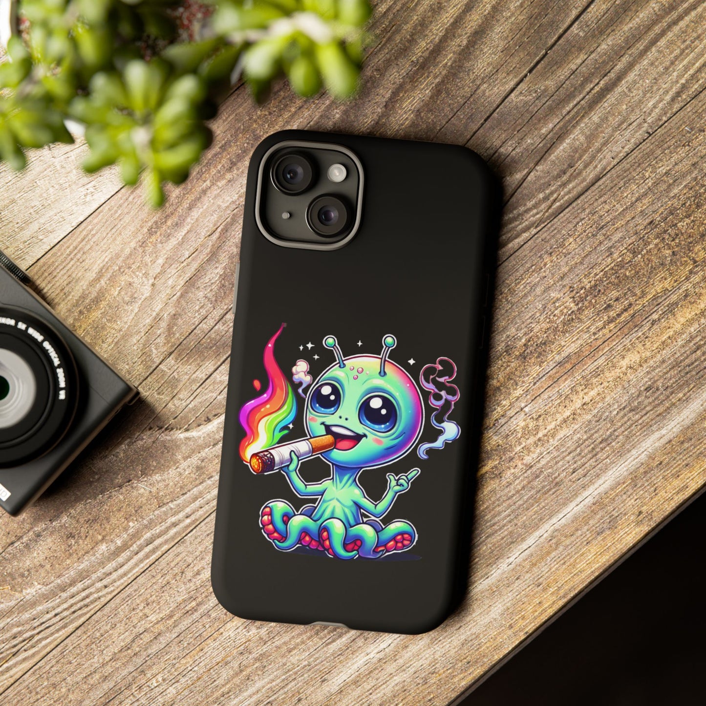 Alien Smoking Rainbow Joint Phone Case — Cute Psychedelic Cannabis iPhone Cover