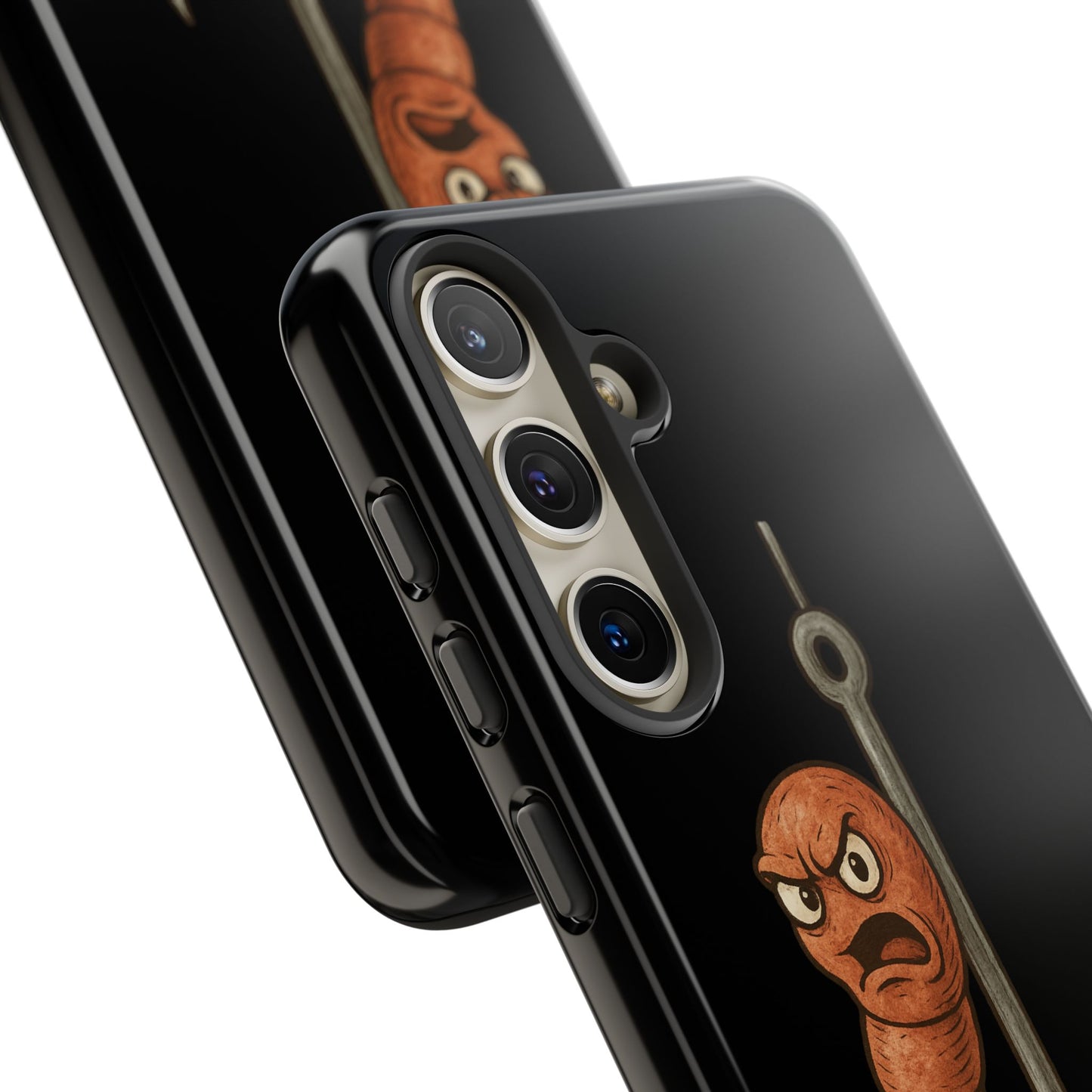 Angry Worm on Hook Phone Case – Funny Fishing Humor Protective Cover
