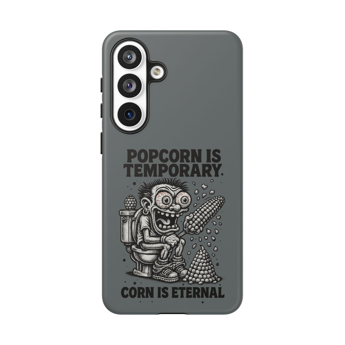 Phone Case — "Popcorn Is Temporary, Corn Is Eternal" Retro Zombie Corn Design