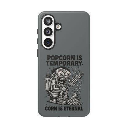 Phone Case — "Popcorn Is Temporary, Corn Is Eternal" Retro Zombie Corn Design