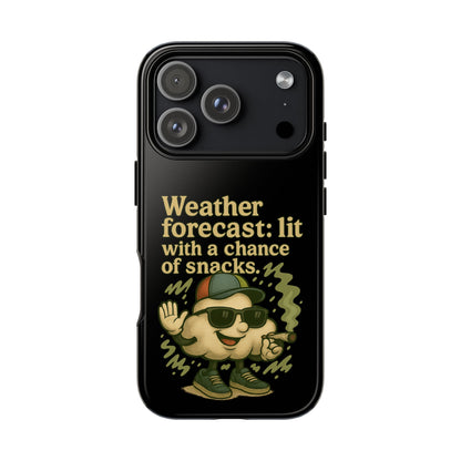 Phone Case — "Weather Forecast: Lit with a Chance of Snacks" Retro Graphic