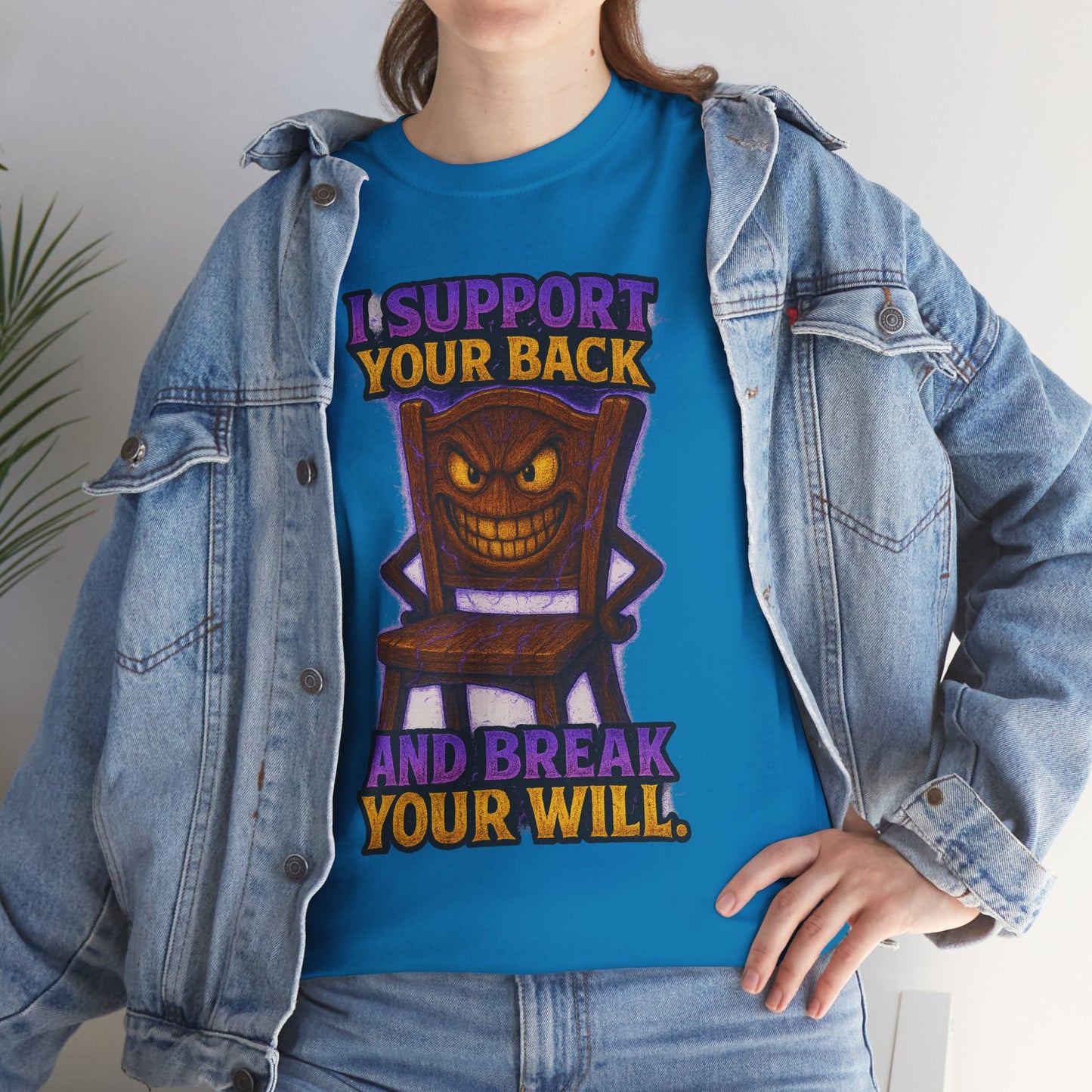 Evil Chair Character T-Shirt | I Support Your Back and Break Your Will