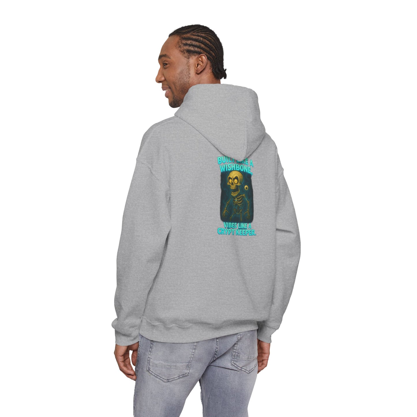 Skull Vintage Graphic Hoodie — "Built Like A Wishbone" Creepy Cute Pullover