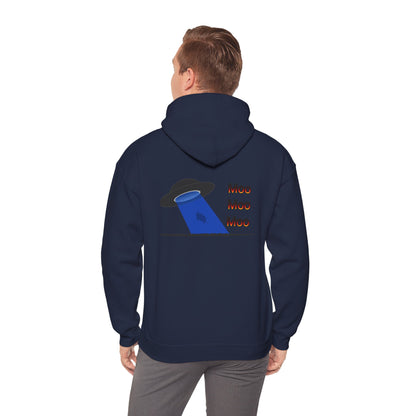 UFO Cow Abduction Hoodie - 'Moo Moo Moo' Graphic Hooded Sweatshirt