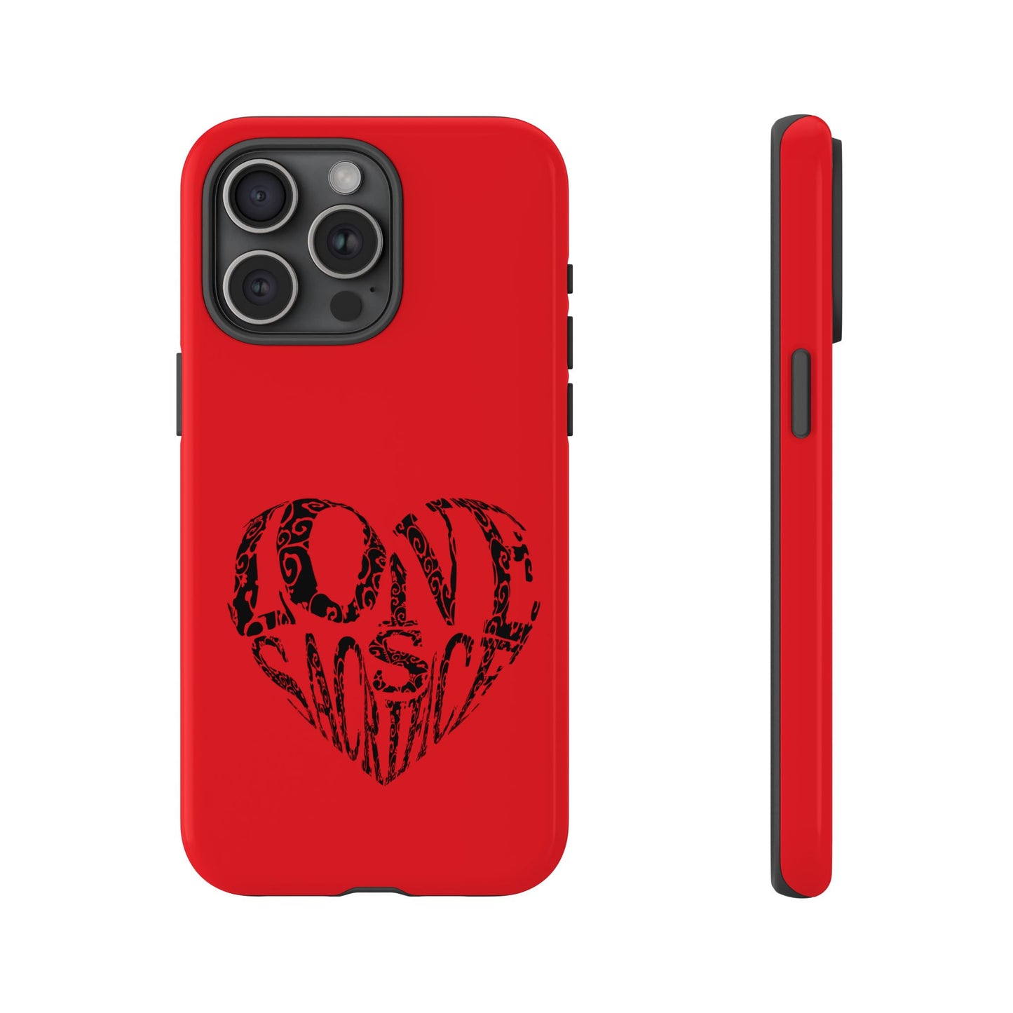 Red 'Love Justice' Heart Phone Case — Protective iPhone Cover, Valentine’s Gift
