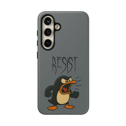 Resist Angry Penguin Phone Case — Protective iPhone Case with Bold Cartoon Design