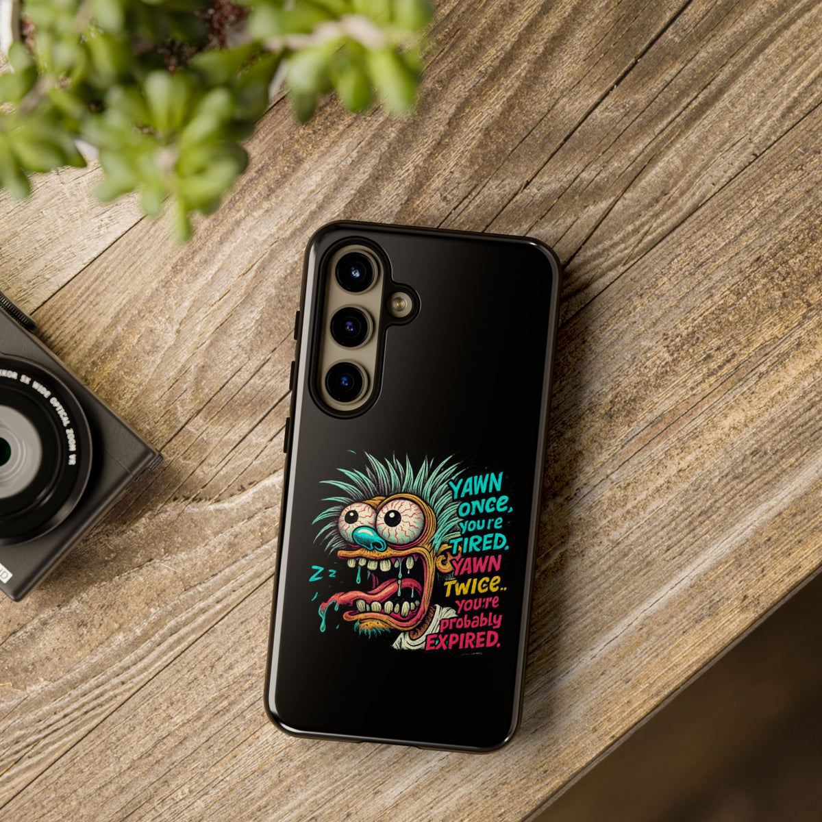 Phone Case — 'Yawn Once You're Tired, Yawn Twice You're Probably Expired' Retro Monster Graphic