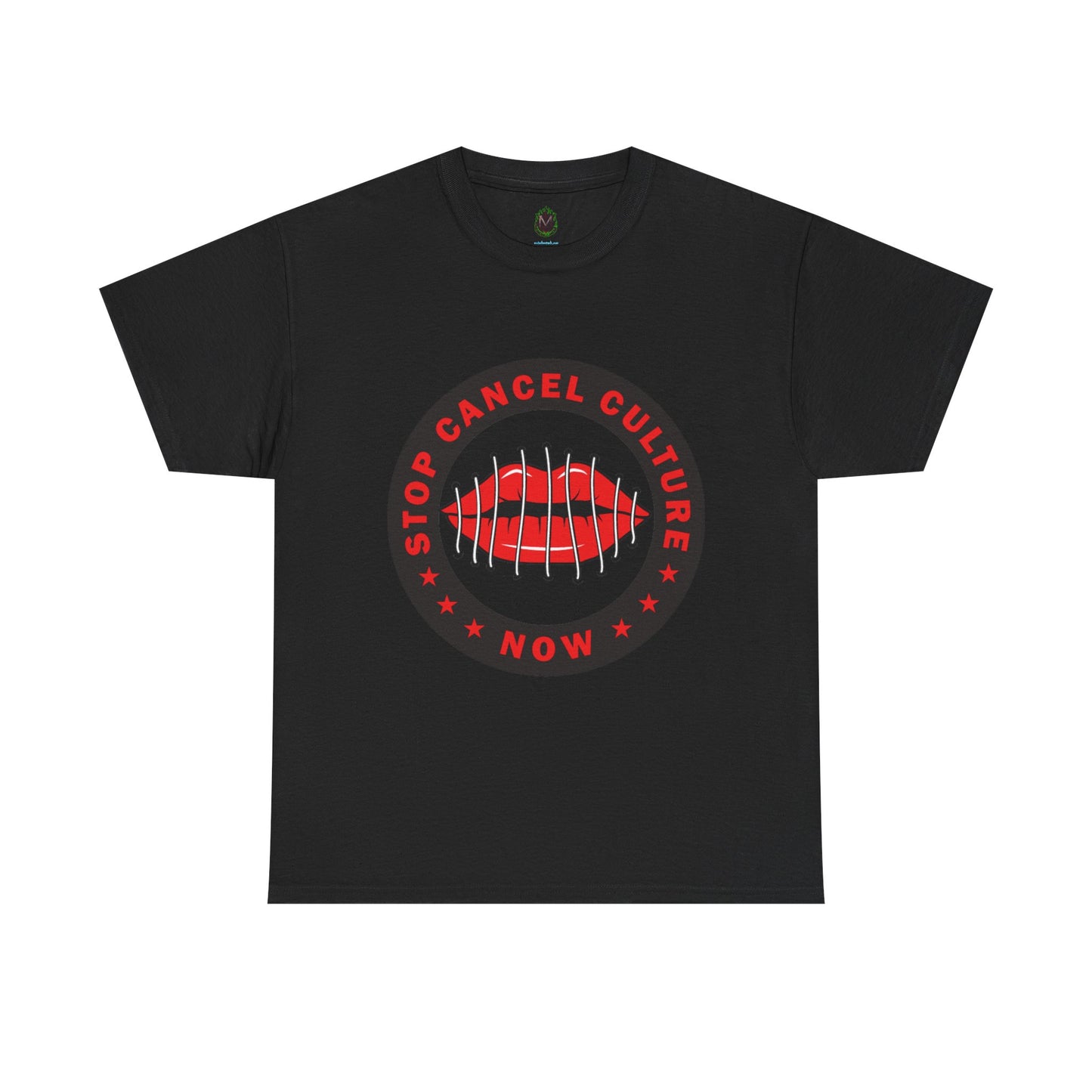 Stop Cancel Culture Now – Free Speech Tee (Barred Lips Design)