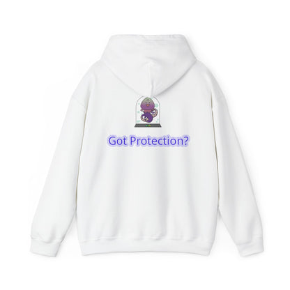 Got Protection? Hoodie — Cute Purple Guardian Character Hooded Sweatshirt