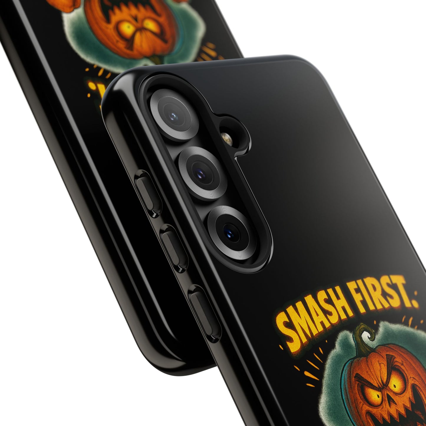 Phone Case — 'Smash First, Roast Seeds Later' Halloween Pumpkin Design