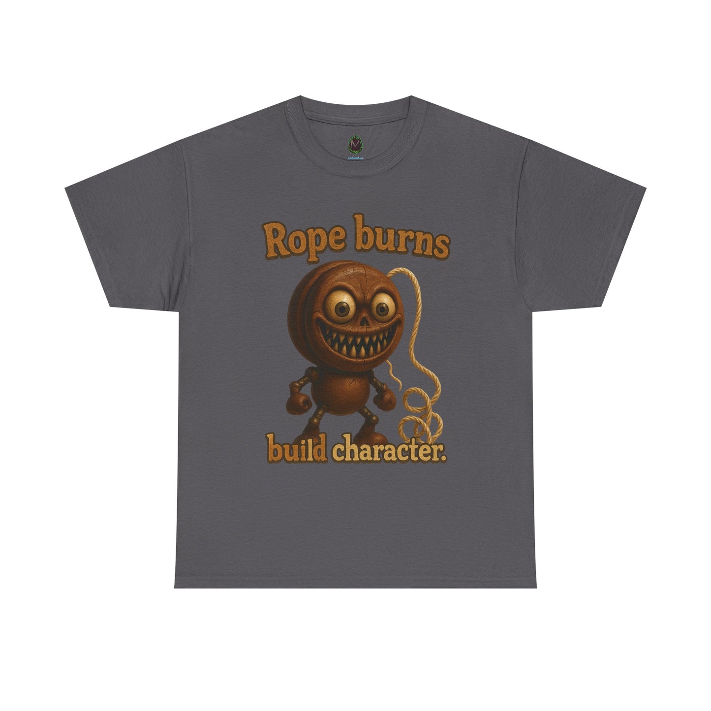 Rope Burns Built Character Tee | Creepy Smiling Doll Illustration