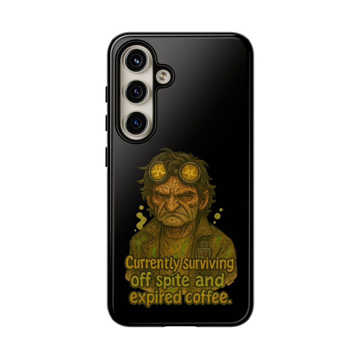 Phone Case — "Currently Surviving Off Spite and Expired Coffee" Vintage Grumpy Design