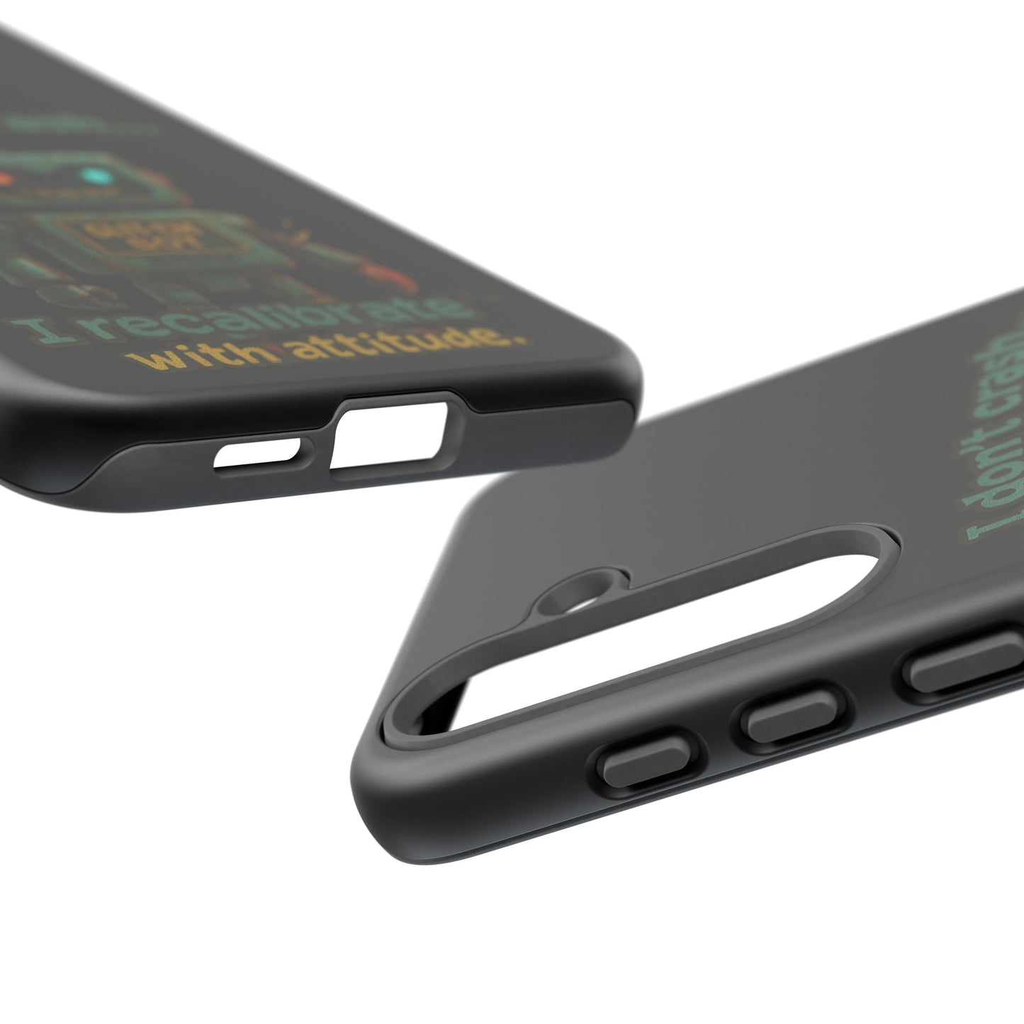 Phone Case — "I Don't Crash... I Recalibrate" Retro Robot Protective Cover