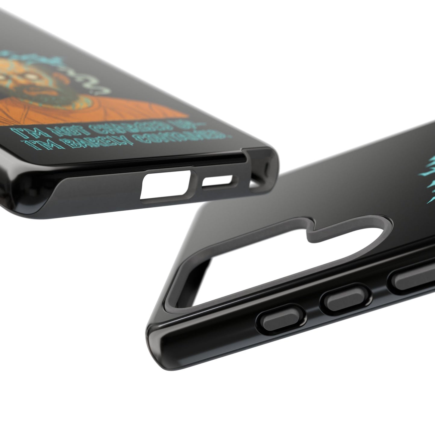 Phone Case — “I’m Not Charged Up… I’m Barely Contained” Electric Horror Design
