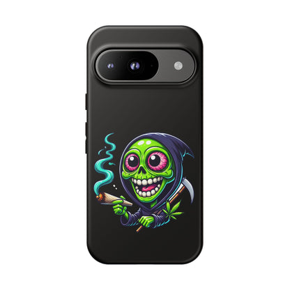 Grinning Stoner Grim Reaper Phone Case – Cannabis Skull iPhone Cover