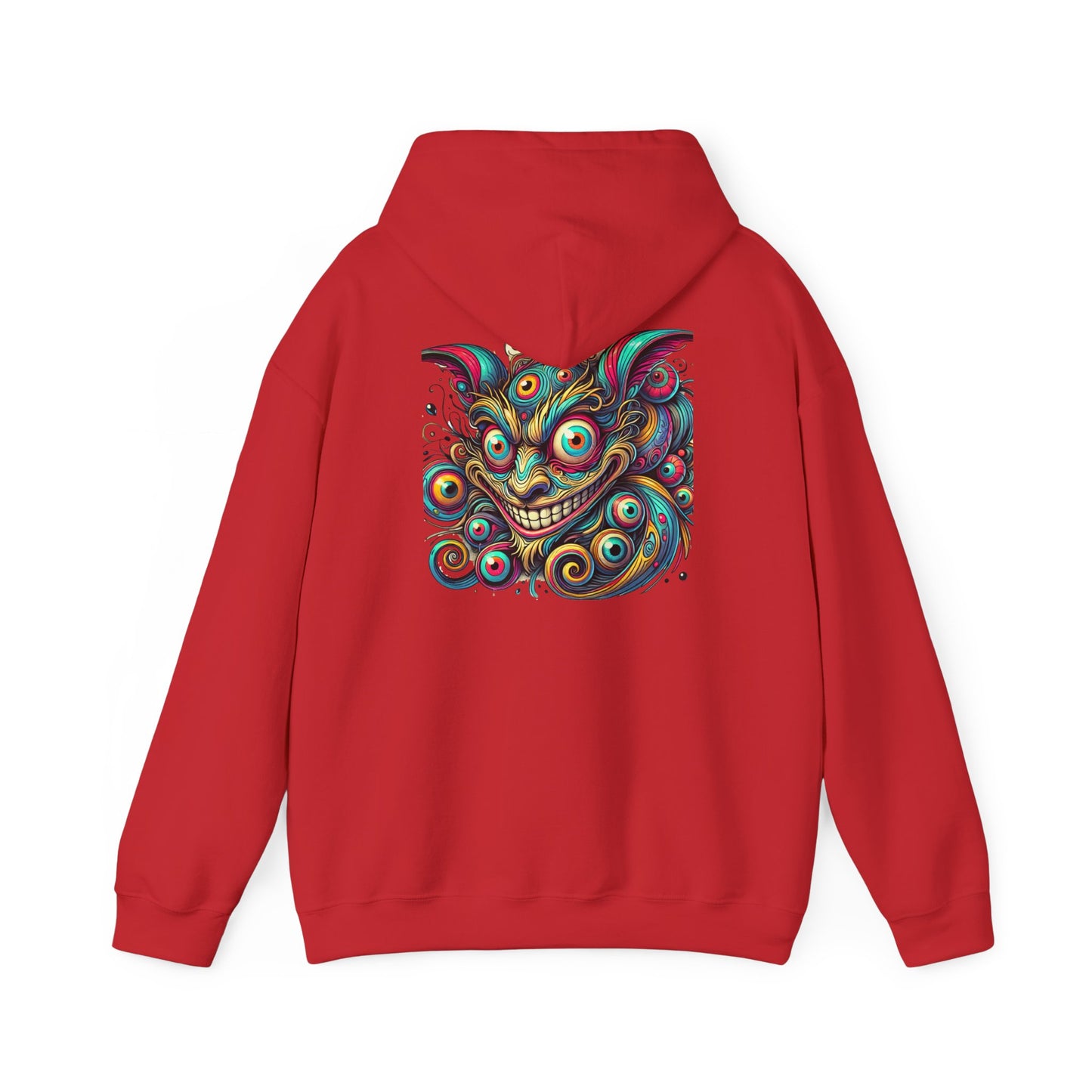 Demon Mask Hoodie — Vibrant Psychedelic Oni Graphic Hooded Sweatshirt