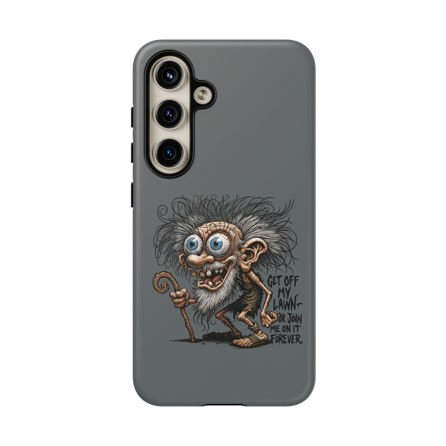 Phone Case — Funny Grumpy Troll Design: “Get Off My Lawn” Protective Cover