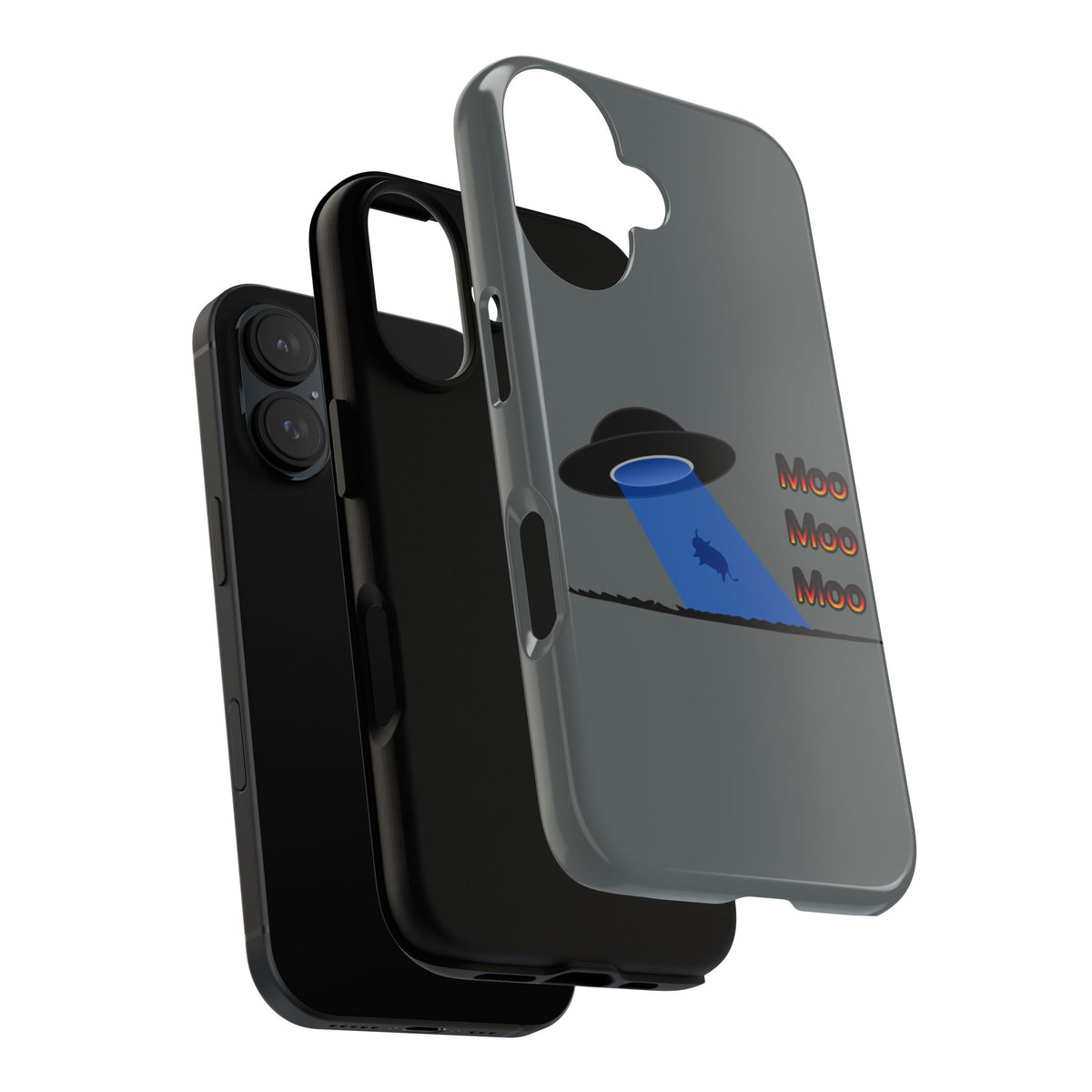 Phone Case — Funny UFO Cow Abduction Design with “Moo Moo Moo”