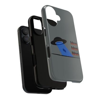 Phone Case — Funny UFO Cow Abduction Design with “Moo Moo Moo”