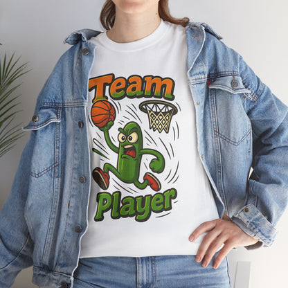 Team Player Basketball T-Shirt — Funny Pickle Mascot Sports Tee