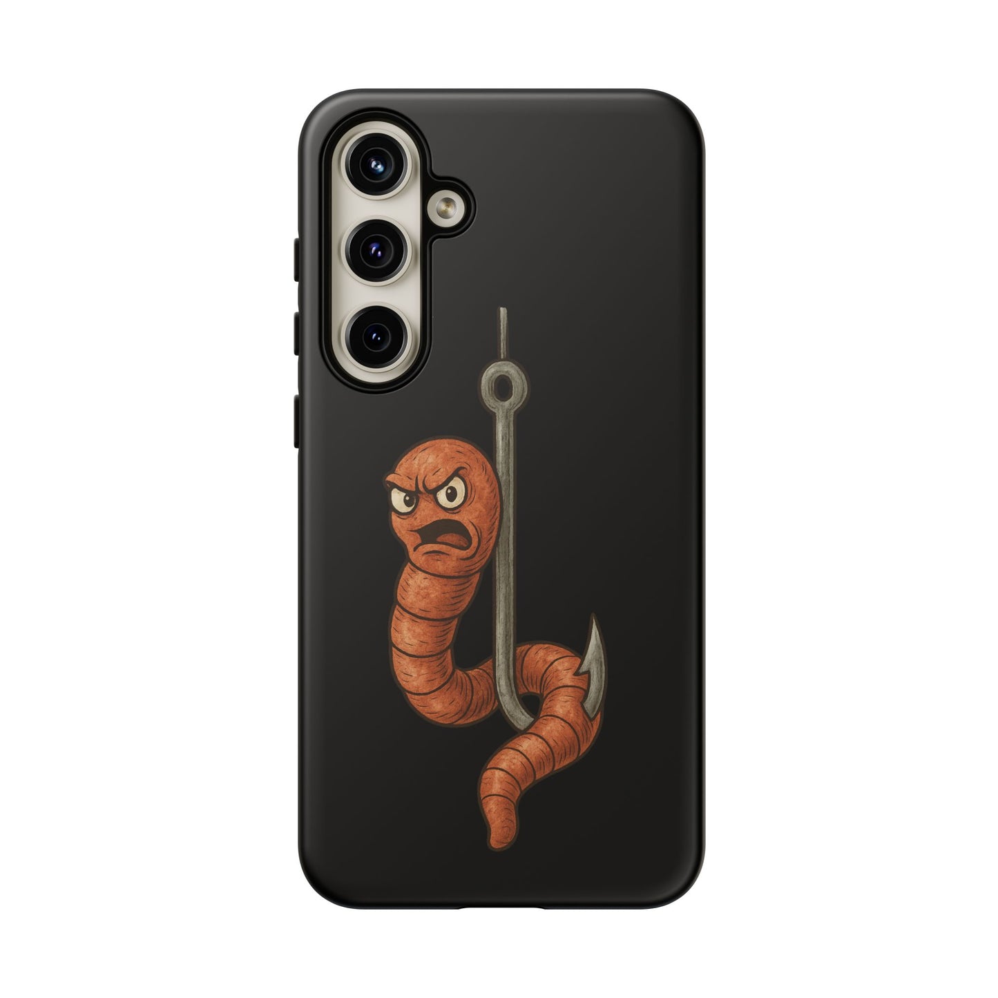 Angry Worm on Hook Phone Case – Funny Fishing Humor Protective Cover