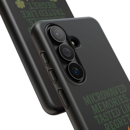 Microwaved Memories Phone Case — 'Microwaved Memories. Tasted Like Regret.' Retro Fire Design