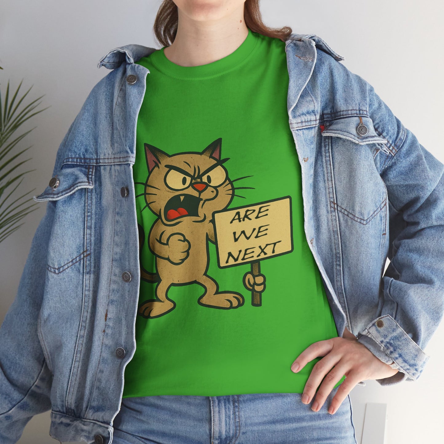 Protest Cat Unisex Heavy Cotton Tee, Funny Cat T-Shirt, Cat Lover Gift, Animal
