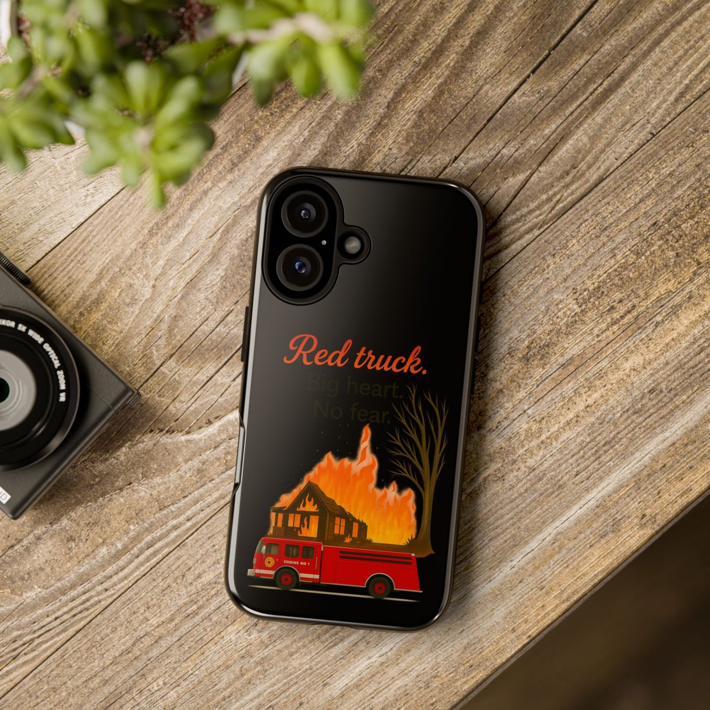 Phone Case — 'Red truck' Fire Truck Design, Vintage Firefighter Gift