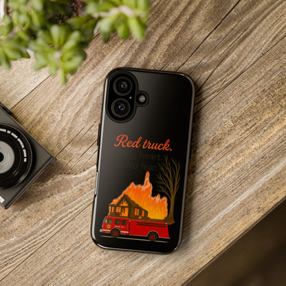 Phone Case — 'Red truck' Fire Truck Design, Vintage Firefighter Gift