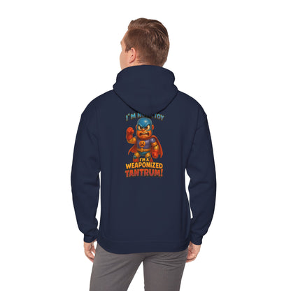 Weaponized Tantrum Hoodie — Funny Superhero Cat Graphic Sweatshirt