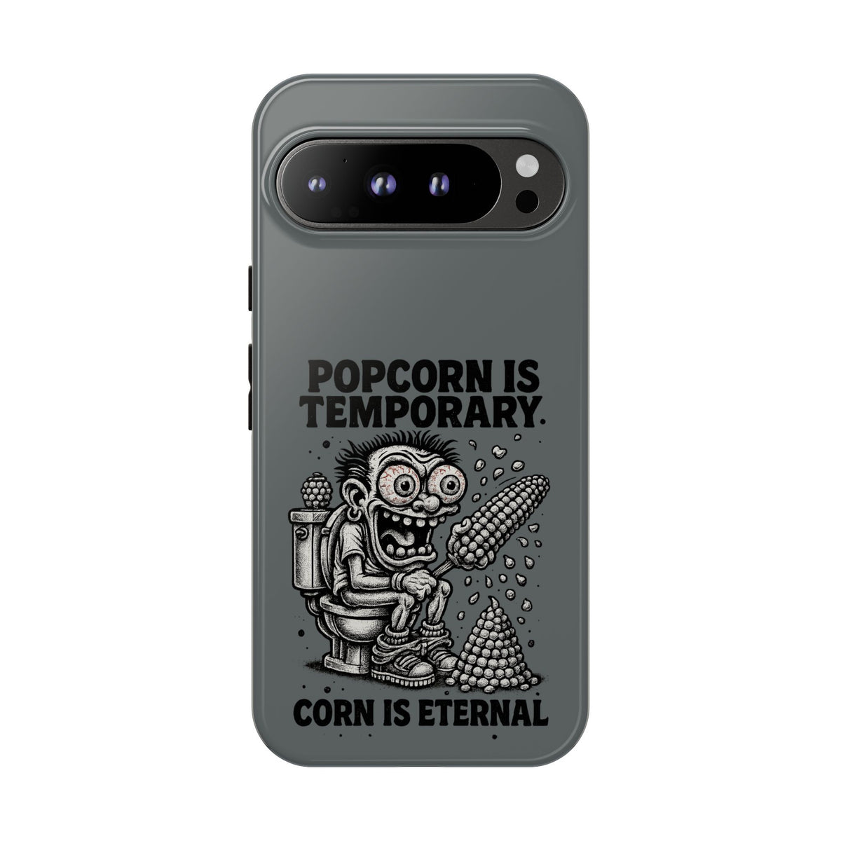 Phone Case — "Popcorn Is Temporary, Corn Is Eternal" Retro Zombie Corn Design