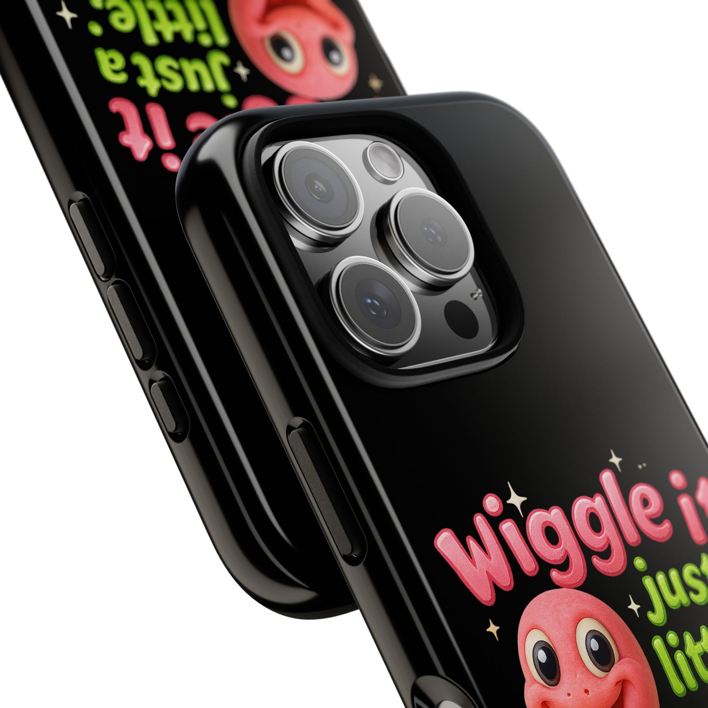 Wiggle It Worm Phone Case — Cute Pink & Green Cartoon iPhone Cover