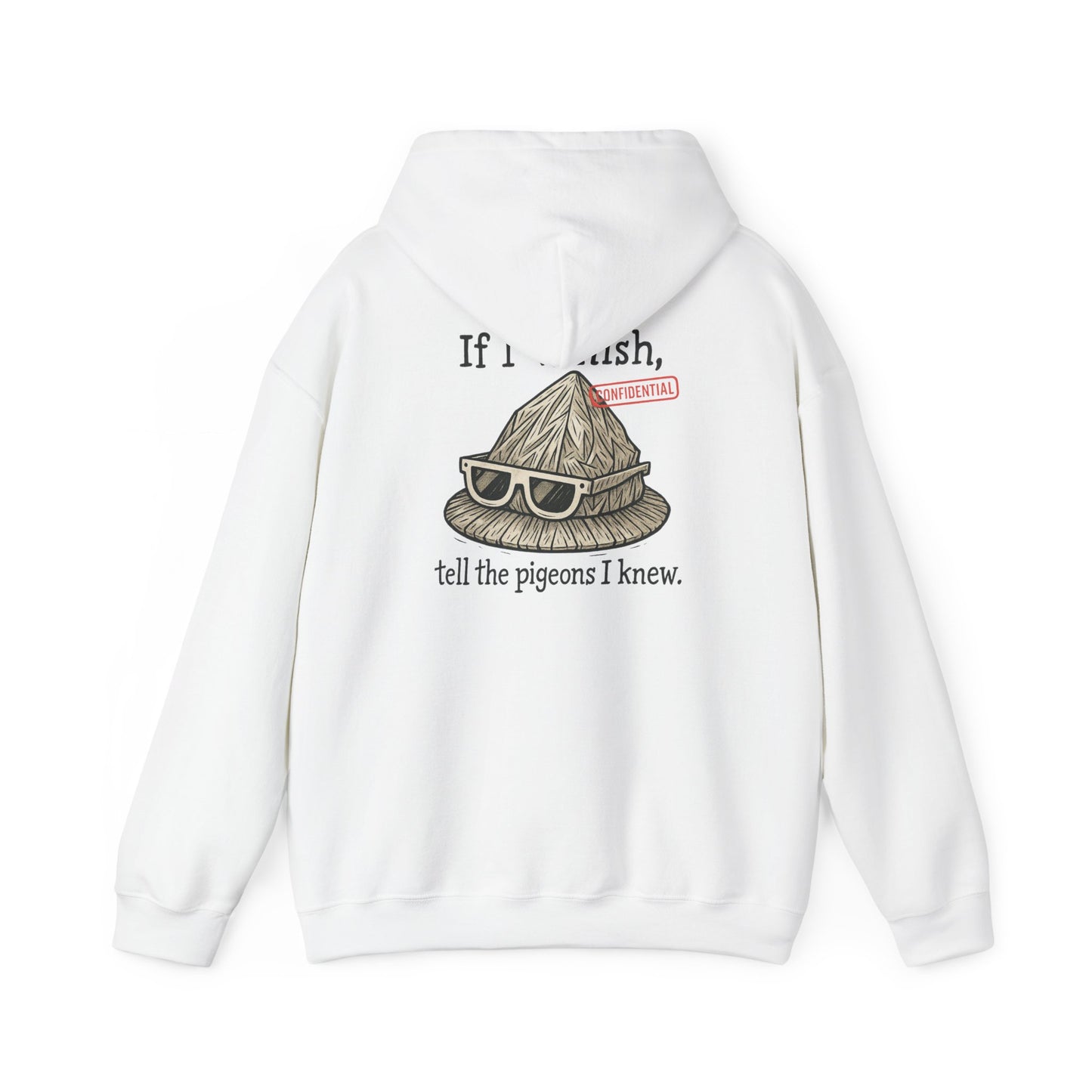 Hoodie — "If I Vanish, Tell the Pigeons I Knew" Funny Pigeon Skull Graphic Hoodie